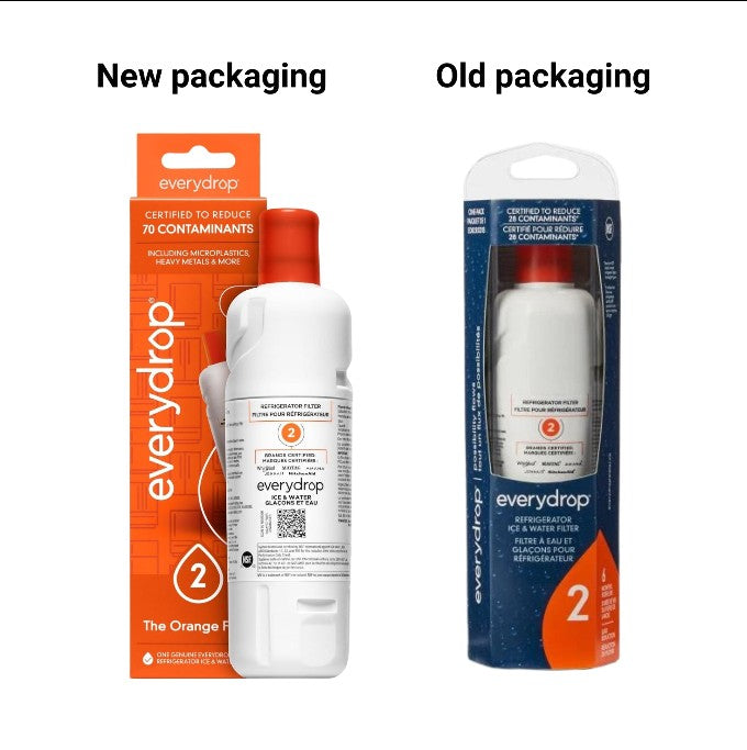 EveryDrop Filter 2 EDR2RXD1 new orange packaging versus old blue packaging comparison