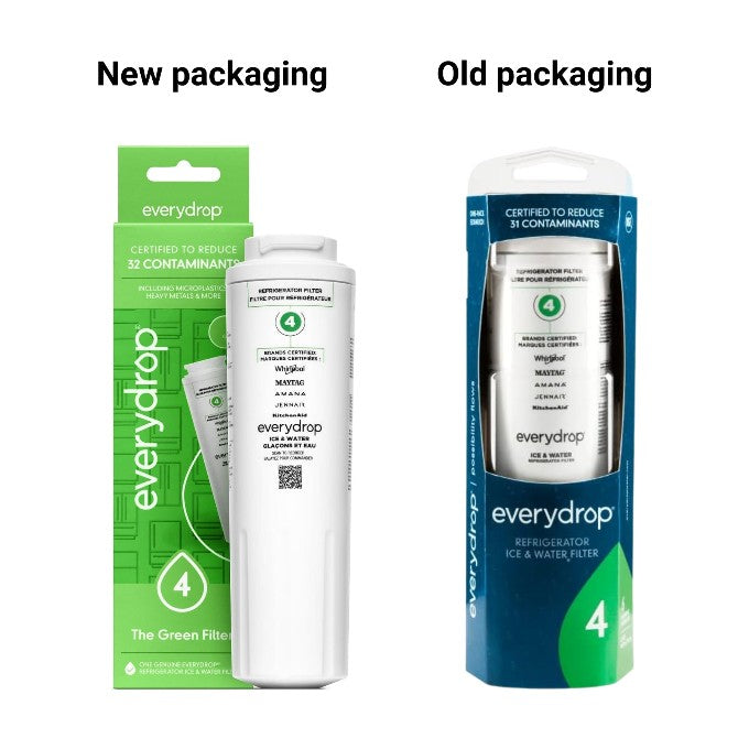 EveryDrop Filter 4 EDR4RXD1 new green packaging versus old blue packaging comparison