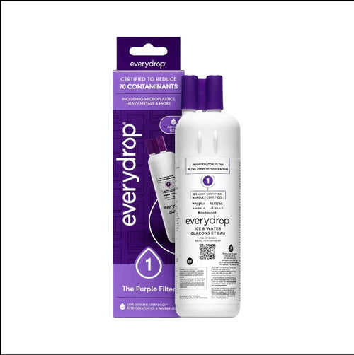 EveryDrop Filter 1 EDR1RXD1 refrigerator water filter with purple retail packaging box